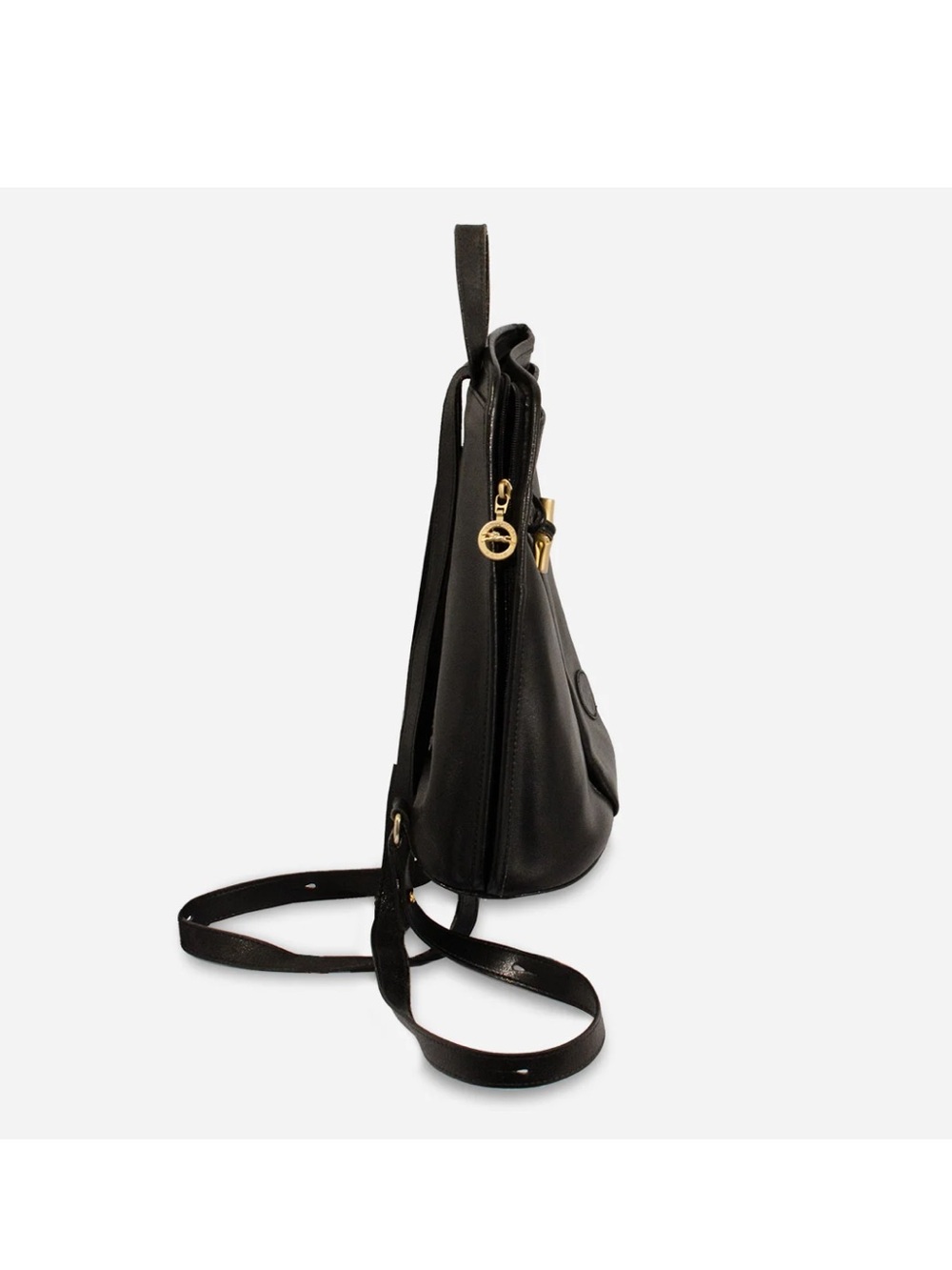 Longchamp Black Leather Backpack with Gold Hardware - Picture 3 of 10